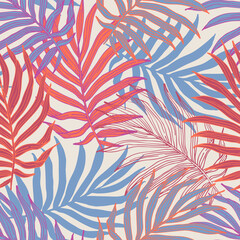 Tropic leaves summer seamless pattern.