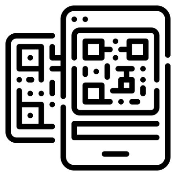 qr code outline icon - a phone with a puzzle on it