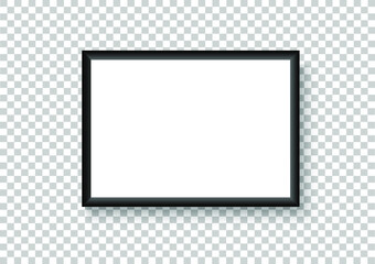 Photo image frame. Wall picture mock up for photograph. Black border object with shadow. Vector illustrator.