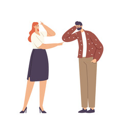 Bullying, Abuse. Hater Laughing on Man Showing Loser Gesture. Male Character Crying after Being Bullied with Colleague