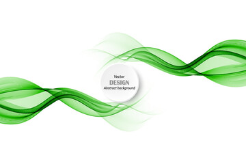 Abstract green smooth wave background, design element