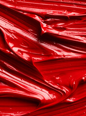 Red oil paint close up