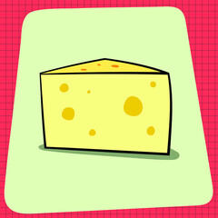 Block of Smelly Cheese. Everyday household breakfast items. Food icons for menu design. Vector Graphic Elements isolated on White Background.