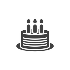 Birthday cake with three candles vector icon
