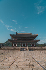 Vertical shot of Gyeongbokgung palace in Seoul, South Korea