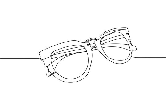 Continuous one line of fashion sunglasses in silhouette on a white background. Linear stylized.Minimalist.