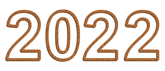 Vector digits isolated on white background. Set of three-dimensional numerals with texture of wood