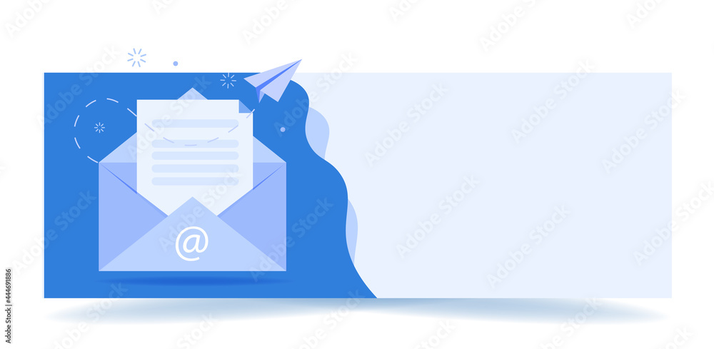 Poster the concept of an email service envelope. banner with envelope with newsletter concept horizontal we
