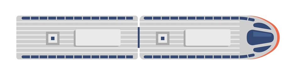 Railroad Train, Modern Speed Vehicle Top View, Railway Symbol for Map or City Constructor Isolated on White Background © Pavlo Syvak