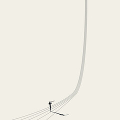 Business woman leader with vision of growth, success, vector concept. Symbol of ambition. Minimal illustration. © jozefmicic