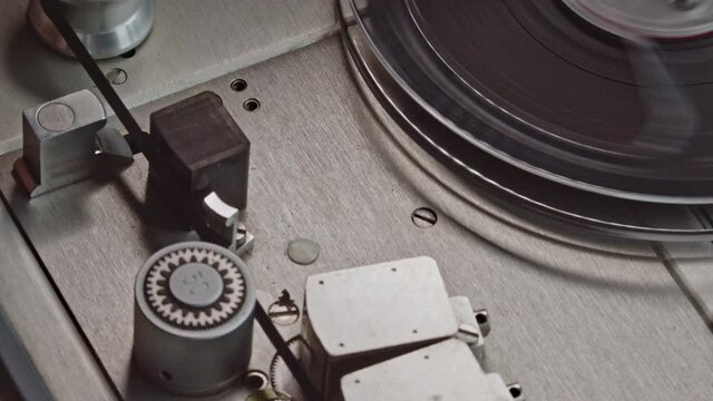 Portable full track analogue audio tape recorder NAGRA, close up shot