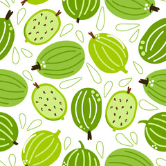 Seamless pattern of gooseberry. Modern flat illustration.
