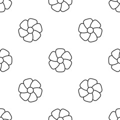 Grey line Flower icon isolated seamless pattern on white background. Vector