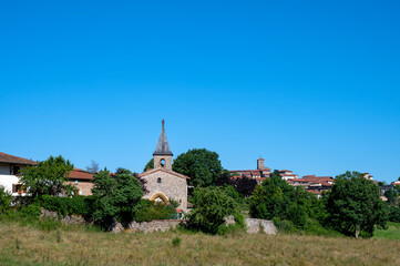 Fototapeta na wymiar Paysage des Monts du Lyonnais en été autour du village de Montrottier dans le département du Rhône en France
