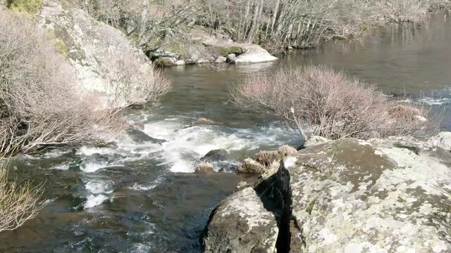 Stream of the river Esla in the area of ​​Sanabria. Located on Lake Sanabria, Zamora province, Spain