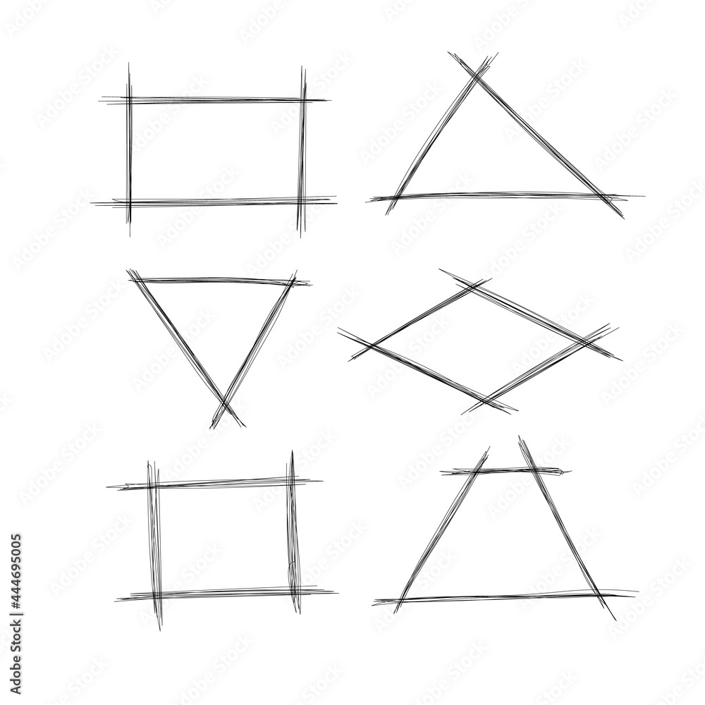 Poster Highlight rectangle and triangle scribble frame for emphasis and highlighting text or important objects.