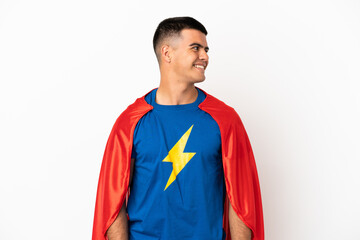 Super Hero over isolated white background looking side