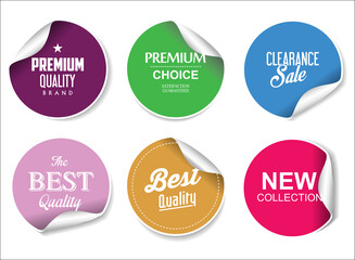 Colorful collection of sale quality badges and stickers