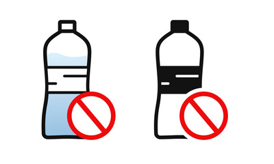 Plastic water bottles prohibited. Water bottle ban.Illustration vector