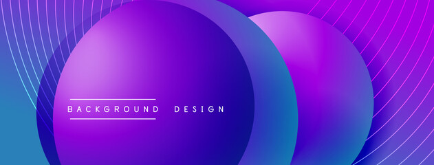 Gradient circles with shadows. Vector techno abstract background. Modern overlapping forms wallpaper background, design template