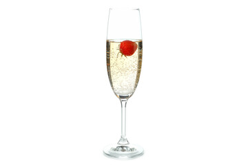 Glass with Rossini cocktail isolated on white background