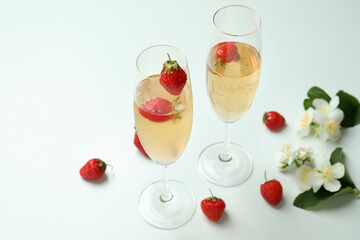 Concept of delicious drink with Rossini cocktail on white table