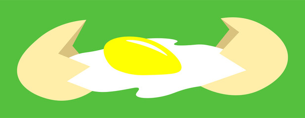 Broken egg flat isolated illustration