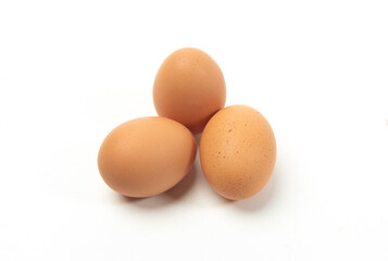 Eggs on white background