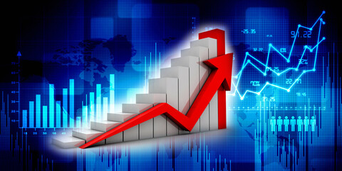 3d rendering Stock market online business concept. business Graph 