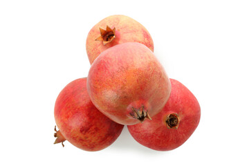 Ripe pomegranate fruits isolated on white background