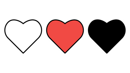 Collection of hearts illustrations, Love symbol icon set