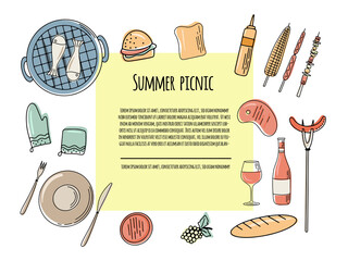Picnic party invitation card. summer picnic design, invitation card, Banner, poster design template. Vector illustration © Katisko