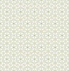 Seamless geometric ornament based on traditional islamic art.Brown color lines.Great design for fabric,textile,cover,wrapping paper,background.Thin lines.