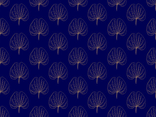 Golden yellow pattern on blue background Contemporary modern style abstract pattern design. For fabric patterns and more