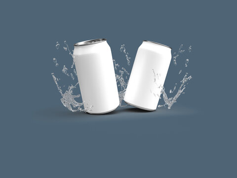 3d rendering of can and water splash