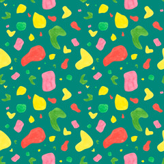 Abstract spots seamless pattern in terrazzo style.