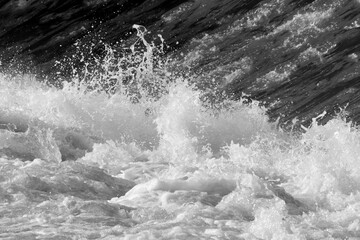 Background of white water splashing on a river - Powered by Adobe