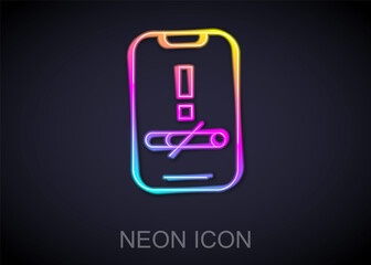 Glowing neon line No smoking icon isolated on black background. Cigarette smoking prohibited sign. Vector