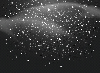 Falling Snow Overlay Background. Snowfall Winter Christmas Background. Vector Illustration.