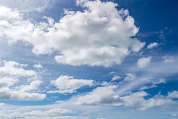 Fototapeta premium Blue sky and cirrus clouds, can be used as background.