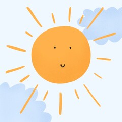 Happy sun with cloud