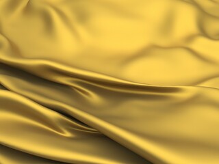 Golden fabric silk background.  Yellow satin wavy texture