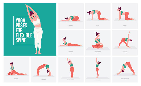 8 Yoga Poses or Asana Posture for Workout in Happy Spine Concept. Women  Exercising for Body Stretching. Fitness Infographic. Stock Vector -  Illustration of meditation, body: 202762589