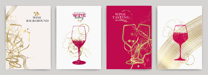 168 / 5000.Resultats de traducció.set of wine designs with illustration of wine glass and ornamental shapes