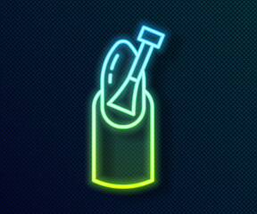 Glowing neon line Nail manicure icon isolated on black background. Vector