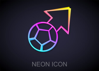 Glowing neon line Soccer football ball icon isolated on black background. Sport equipment. Vector