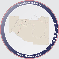 Large and detailed map of Madison county in Idaho, USA.