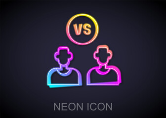 Glowing neon line Football or soccer player icon isolated on black background. Vector
