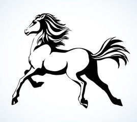 Galloping horse. Vector drawing icon