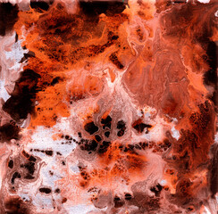 Background. Abstraction texture. Illustration of liquid acrylic resin. Divorces and smooth lines of paint, colors. Pearl modulations. Epoxy. Stone. Mars. Red. Black. White. Brown.